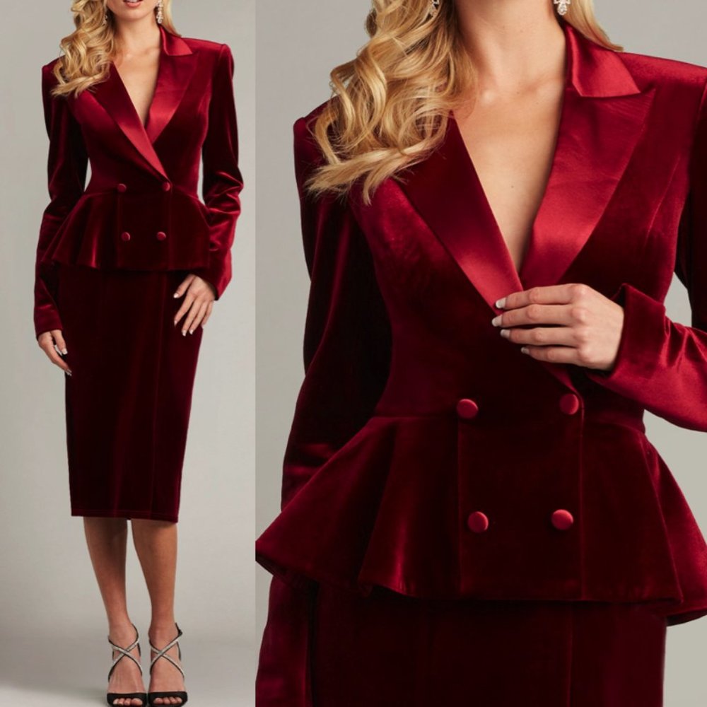 NWT TADASHI SHOJI GILLES VELVET PEPLUM TUXEDO DRESS BAL23303M